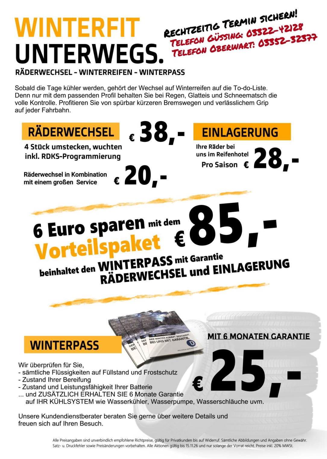 Räderwechsel Winterreifen Aktion Güssing Oberwart auto Doczekal Reifenwechsel
