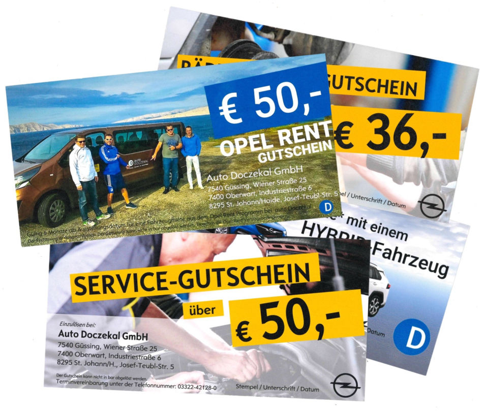 Geschenkgutscheine bei auto DOCZEKAL AKUTELL
