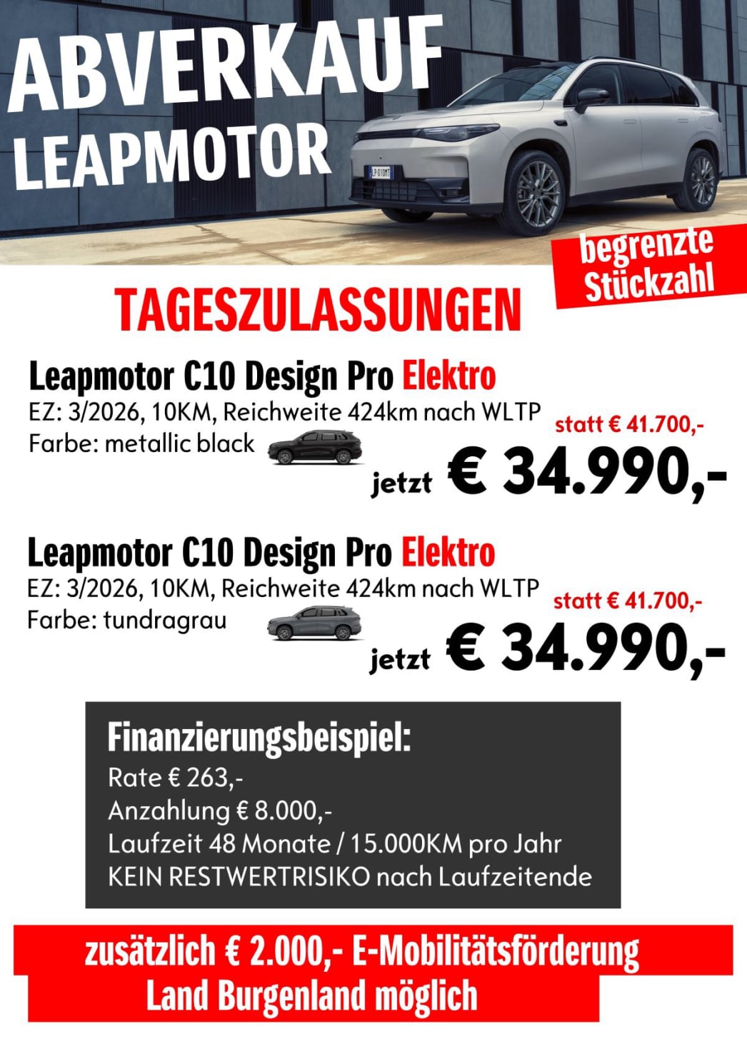 Leapmotor C10 Design Pro Elektro Abverkauf Top Preis Finanzierung
