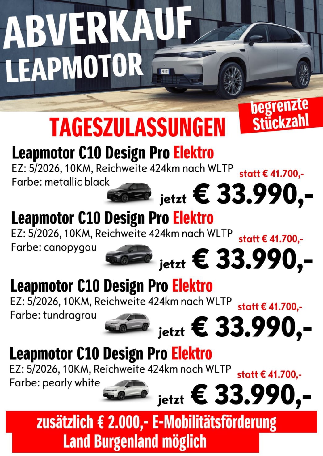 Leapmotor C10 Design Pro Elektro Abverkauf Top Preis Finanzierung
