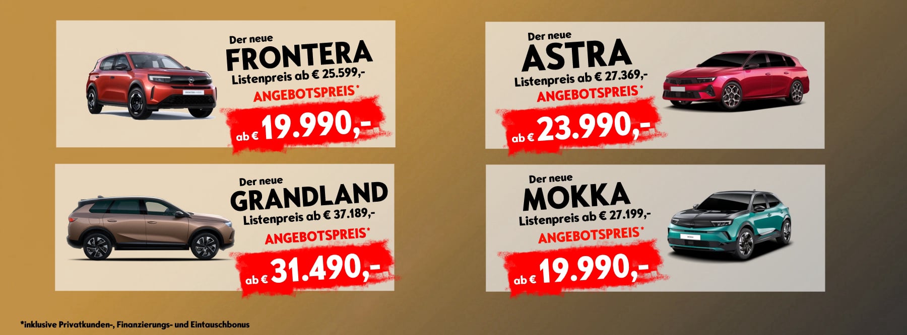 Opel Aktionen bei auto DOCZEKAL. Der neue Astra, der neue Grandland, der neue Mokka und der neue Frontera