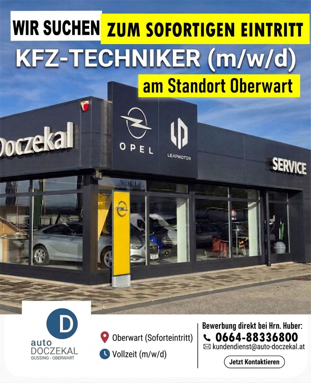 Stellenangebot Oberwart: auto DOCZEKAL. Techniker, Mechatroniker, Job, , Autohaus, Job, Wir suchen Dich